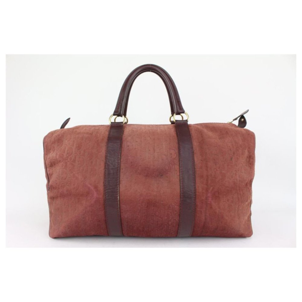 Dior Burgundy Embossed Monogram Trotter Suede Bost